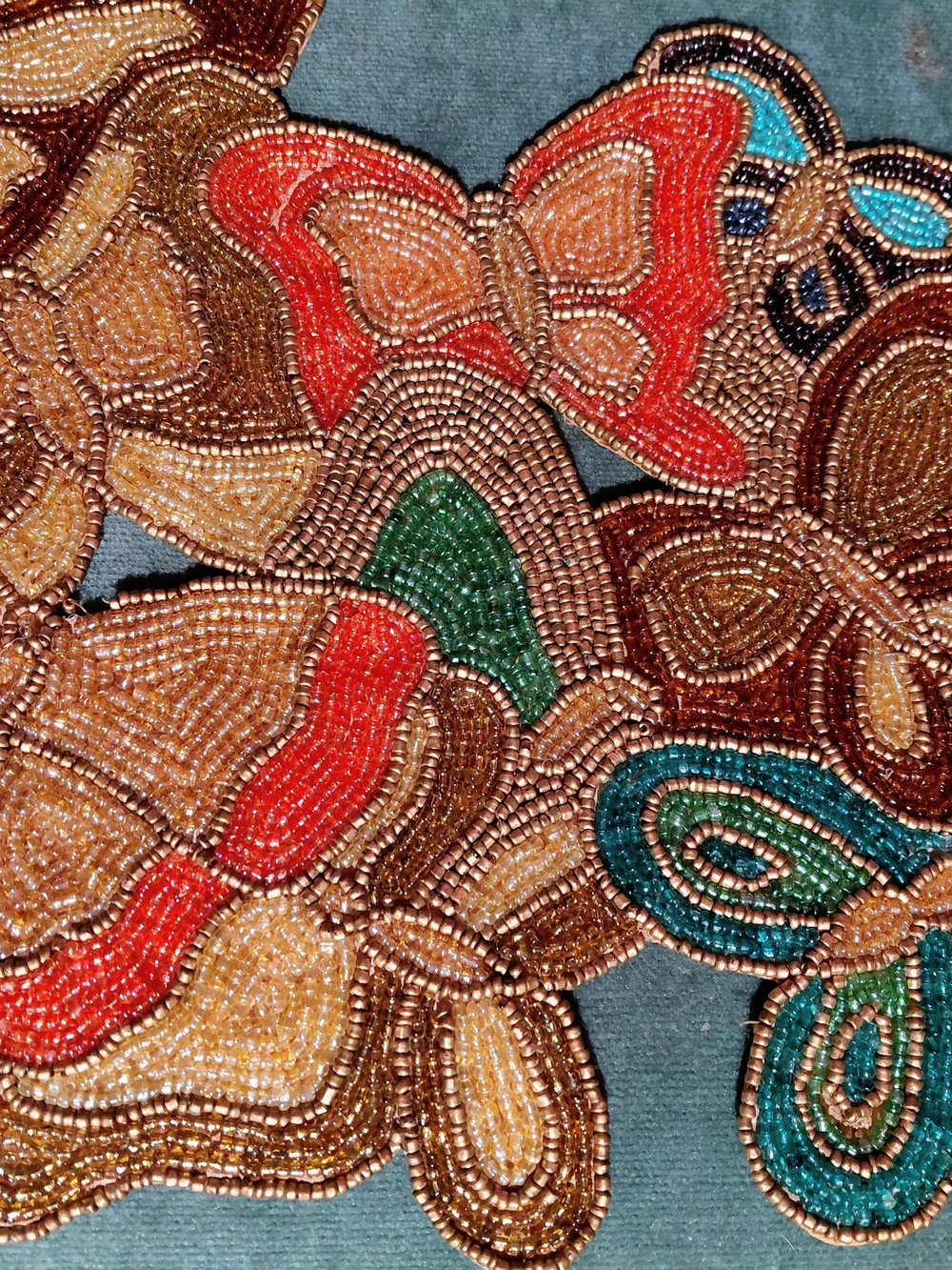 VINTAGE HAND BEADED BUTTERFLY TABLE RUNNER  MULTI COLOR 35